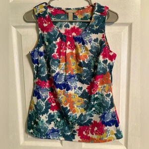 Colorful floral Banana Republic sleeveless blouse